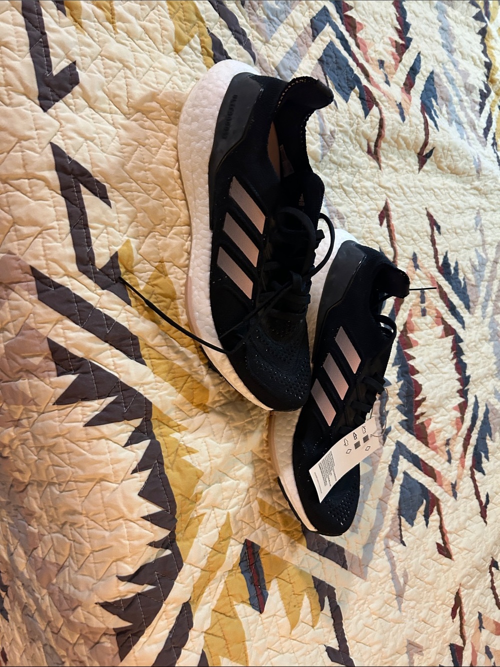 adidas Women's Black Athletic Sneakers with Light Pink Stripes - Picture 5 of 8